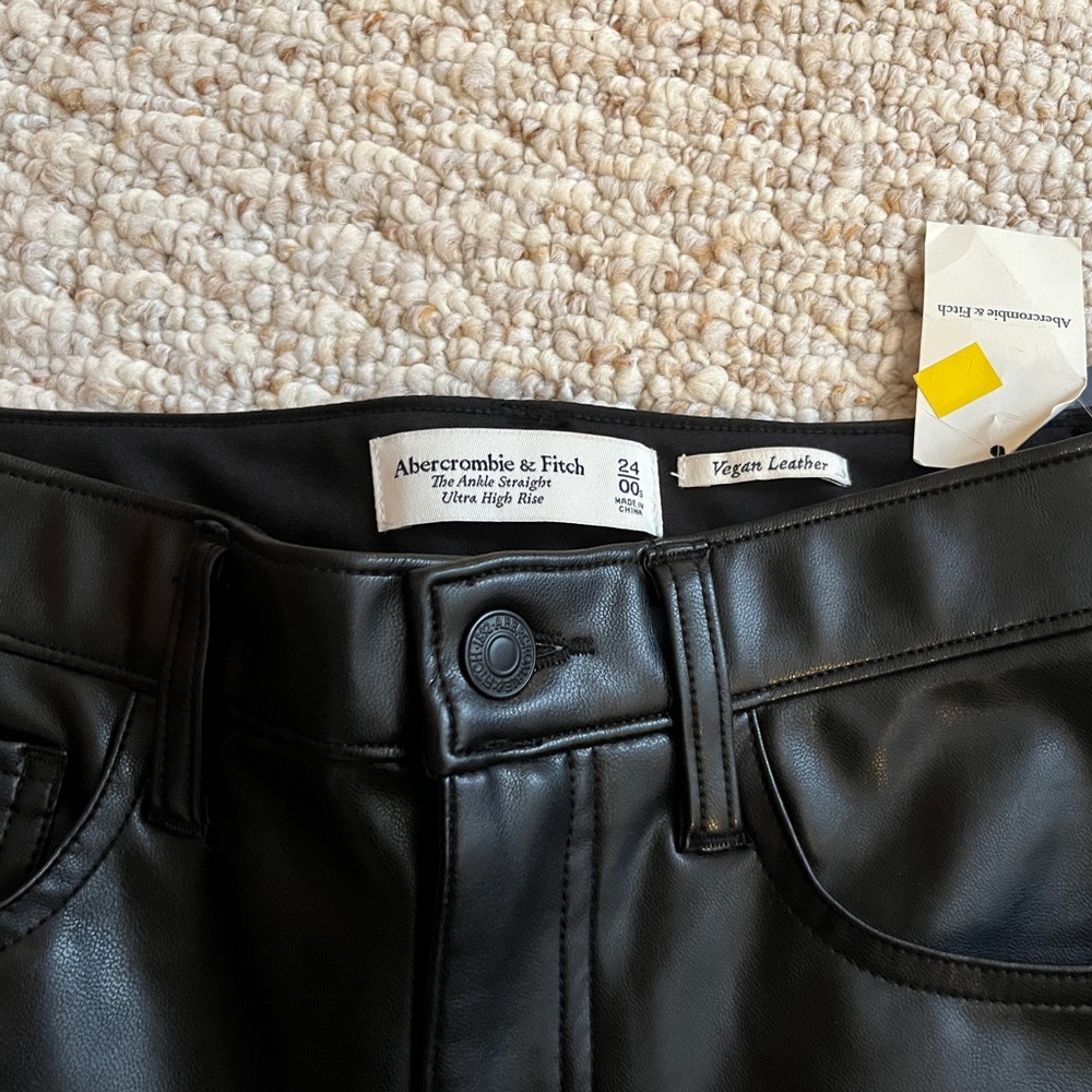 Abercrombie and Fitch, the ankle straight ultra high rise leather pants